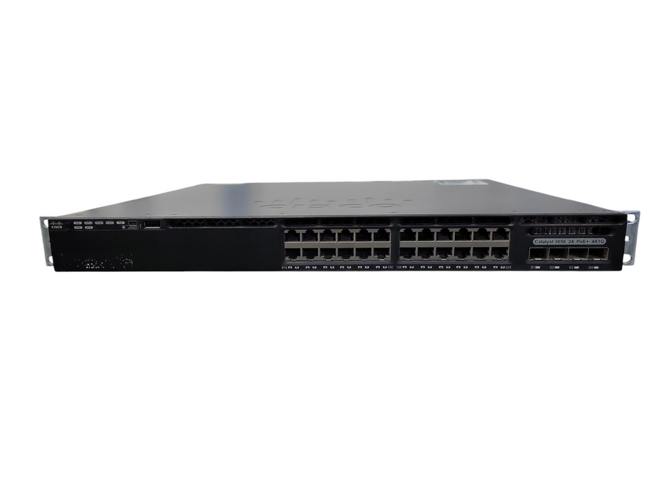 Cisco WS-C3650-24PS-S | 24-Port Gigabit PoE+, 4x SFP Switch w/ 1x 640W PSU
