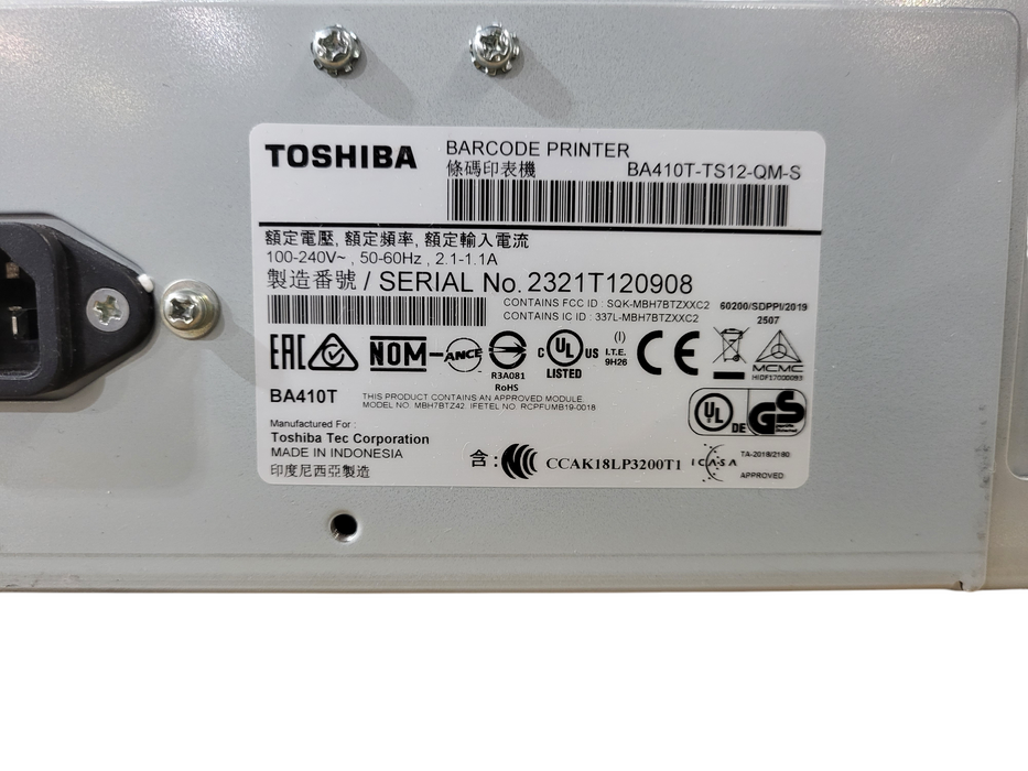 Toshiba BA410T-TS12-QM-S 203dpi Industrial business Barcode Printer