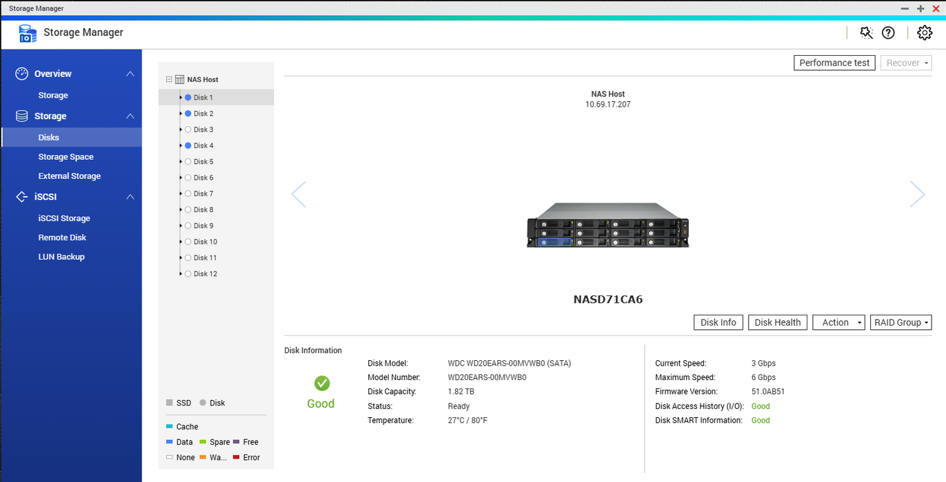 QNAP TS-1269U-RP 12 BAY NAS 3x2TB HDD Network Attached Storage *READ*