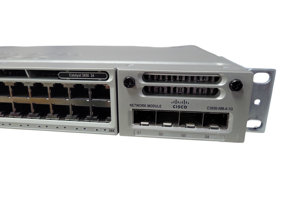 Cisco Catalyst WS-C3850-24T-S 24-Port Network Switch w/ C3850-NM-4-1G