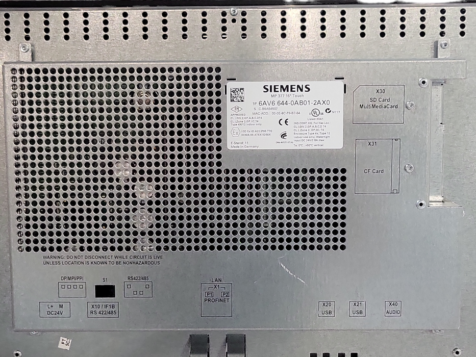 SIEMENS 6AV6 644-0AB01-2AX0 SIMATIC MP 377 15" Touch Panel, READ