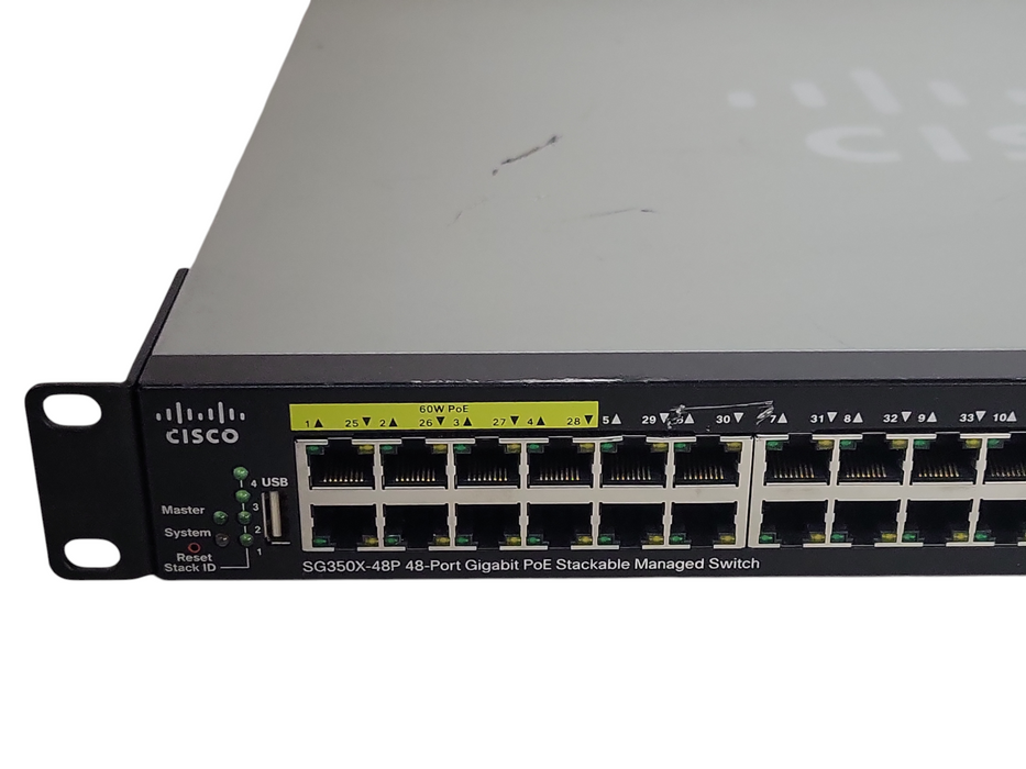 Cisco SG350X-48P-K9 48-Port Gigabit PoE Stackable Managed Switch