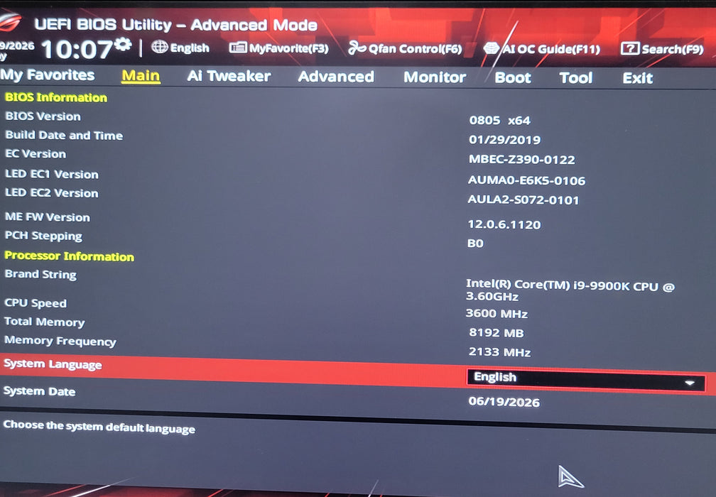 Custom/Asus Tower PC, Core I9-9900K 3.60GHz, 8GB DDr4, 256GB NVMe 1600W PSU, SEE