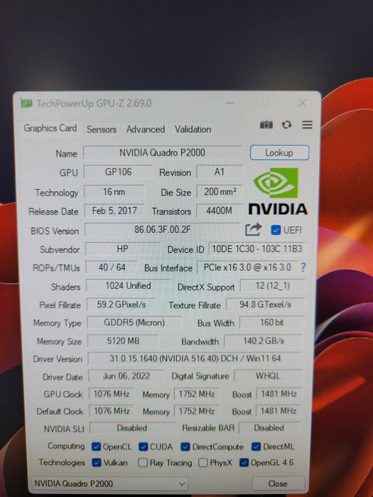 NVIDIA Quadro P2000 5GB GDDR5 Graphics Card | 4x DisplayPort