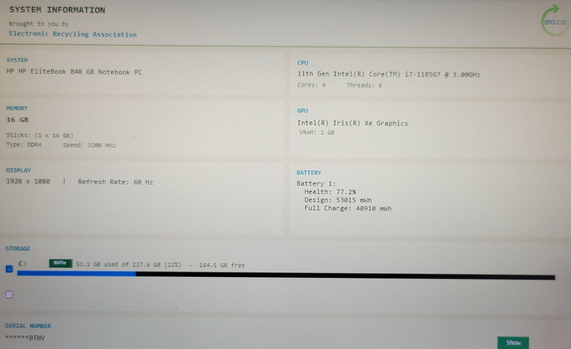 HP EliteBook 840 G8 i7-1185G7 16GB DDR4 256GB NVMe