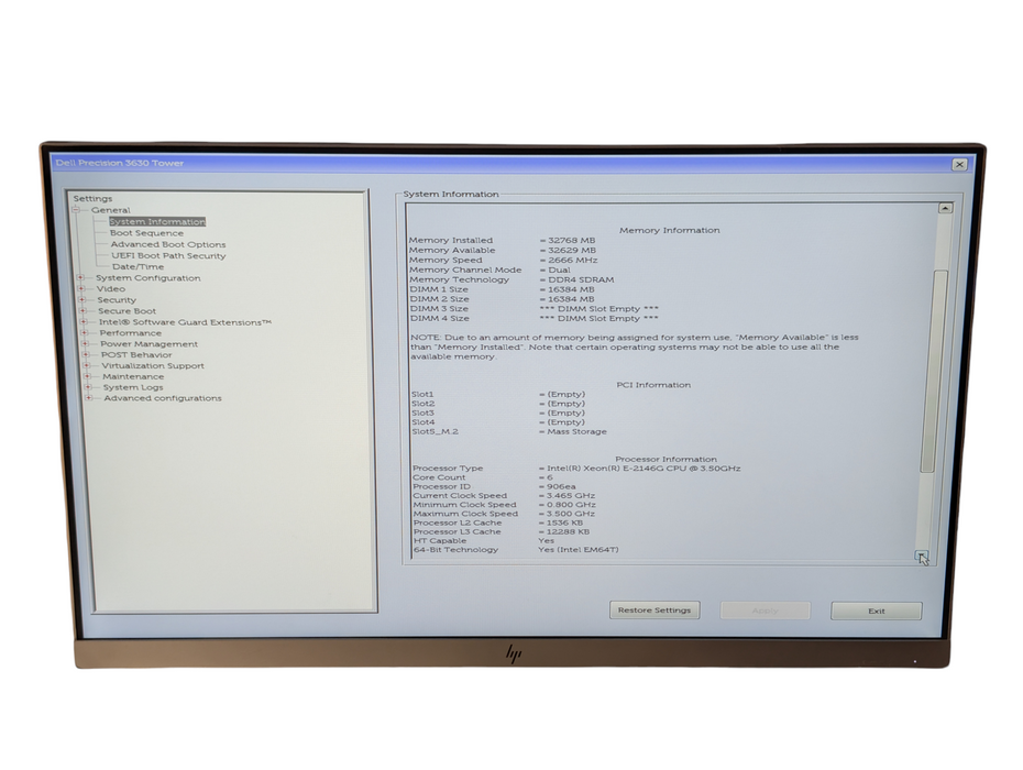 DELL Precision 3630 Intel Xeon E-2146G 32GB RAM 256GB NVMe SSD
