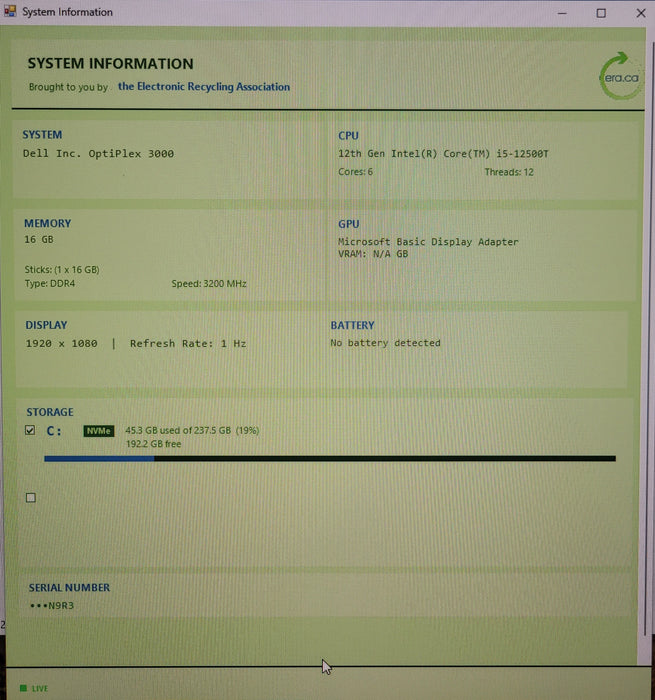 Dell OptiPlex 3000 | i5-12500T @2.300GHz 16GB DDR4 256GB MVMe