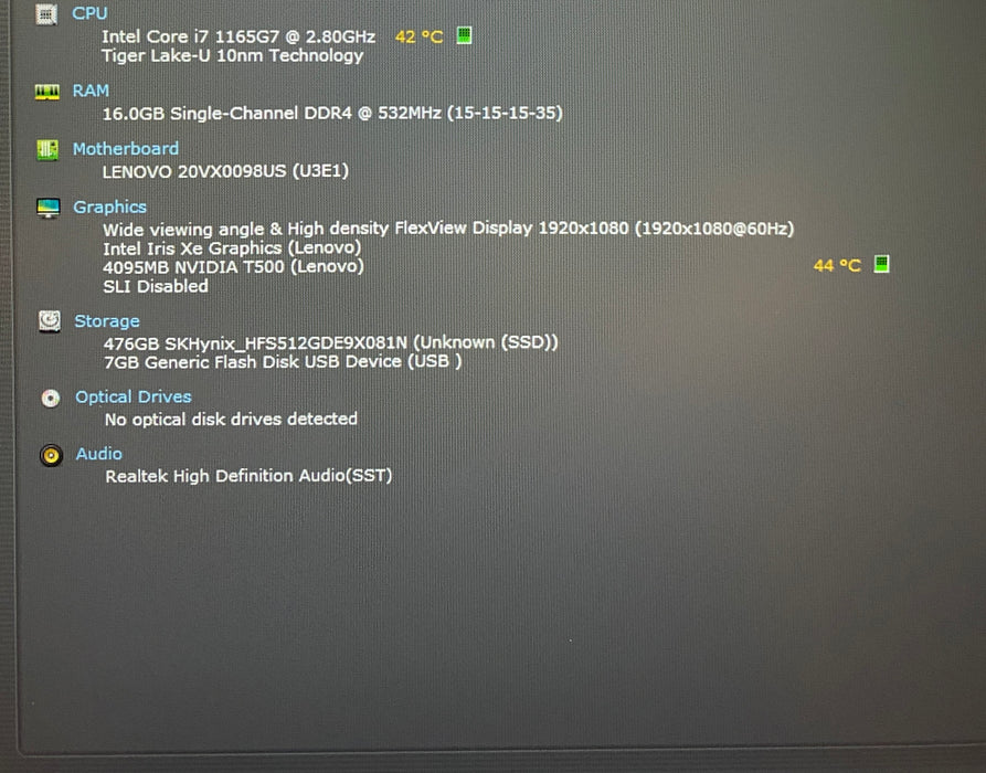 Lenovo ThinkPad P14s i7-1165G7 NVIDIA T500 4GB GPU 16GB RAM 512GB SSD