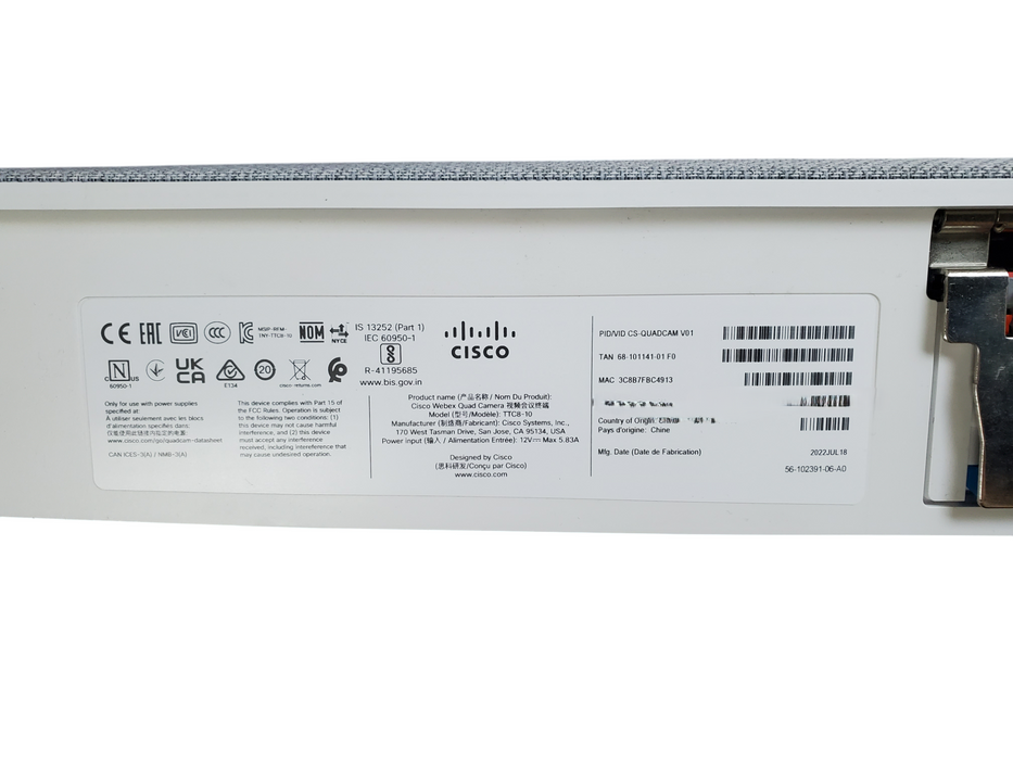 Cisco TTC8-10 - CS-QUADCAM V01 Cisco Webex Quad Camera *READ*