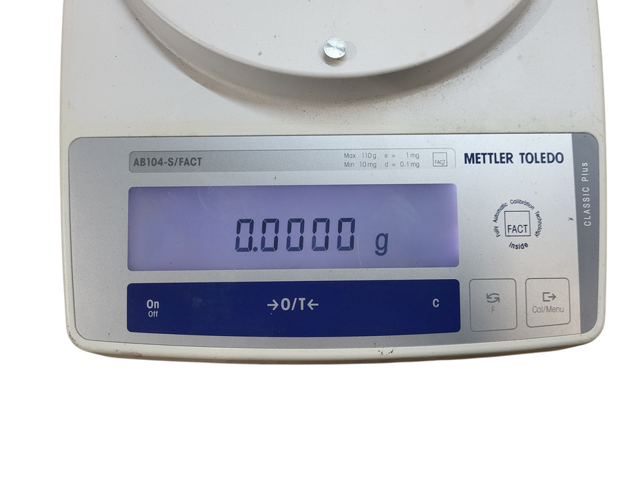 Mettler Toledo AB104-S/FACT Balance d=0.0001g Max=110g Lab Scale READ