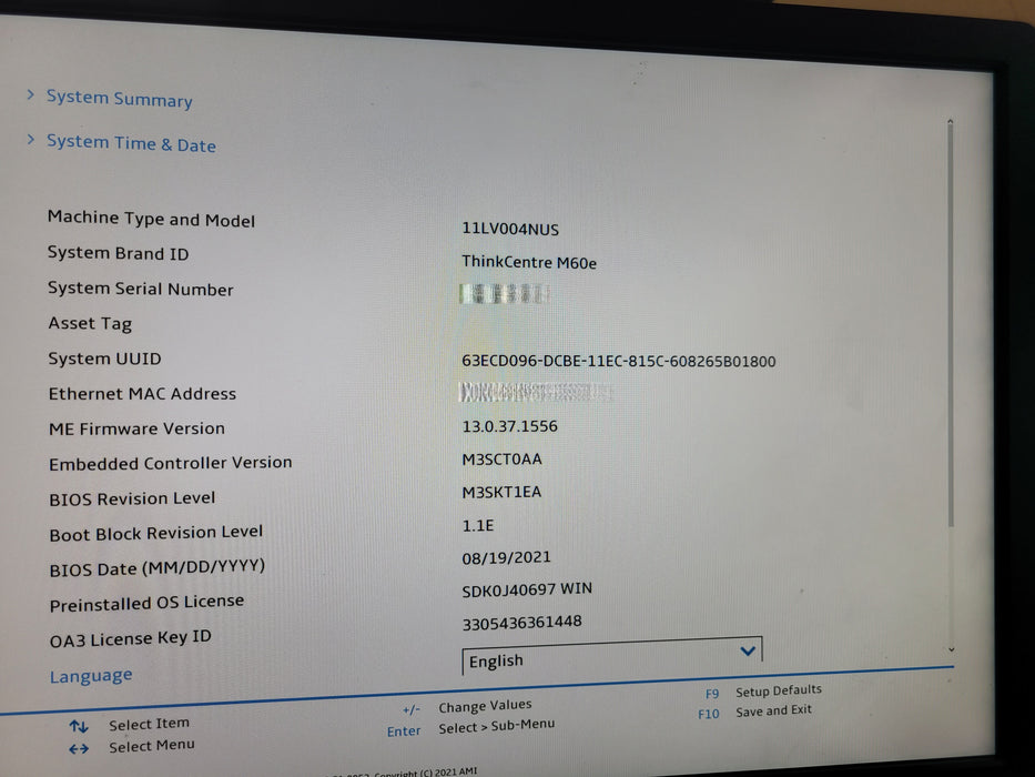 Lenovo ThinkCentre M60e | i3-1005G1 @1.20GHz 8GB DDR4 256GB MVMe
