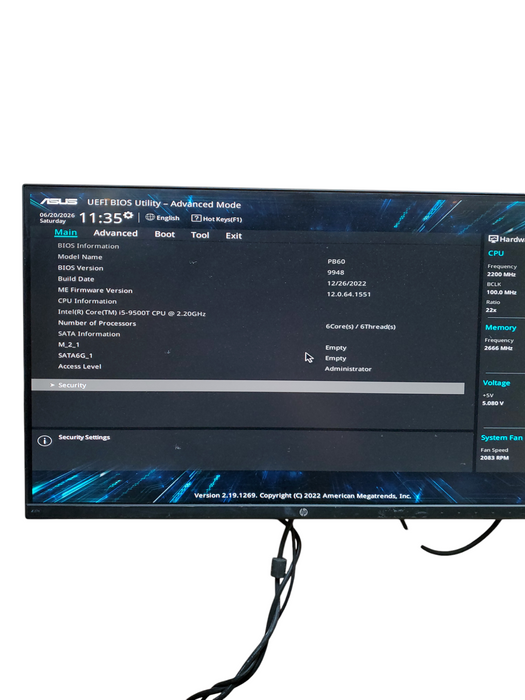 ASUS PB60- USFF DESKTOP  i5-9500T 8GB RAM NO-HDD/SSD NO- OS