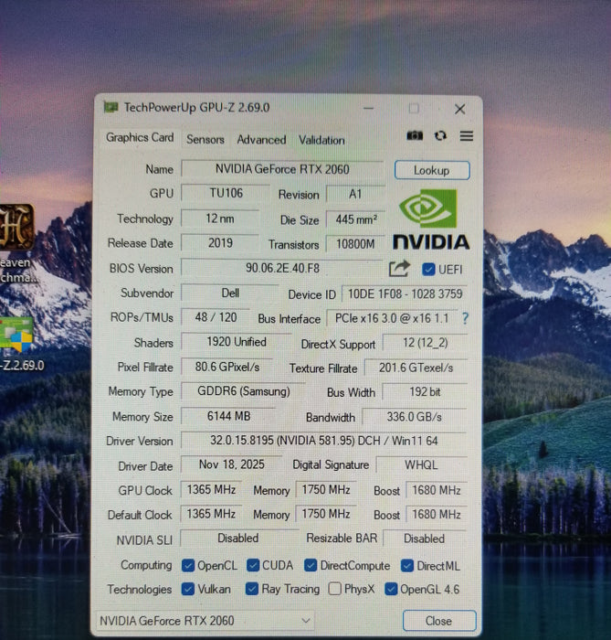 Nvidia Geforce RTX 2060 6GB GDDR6 - Graphics Card