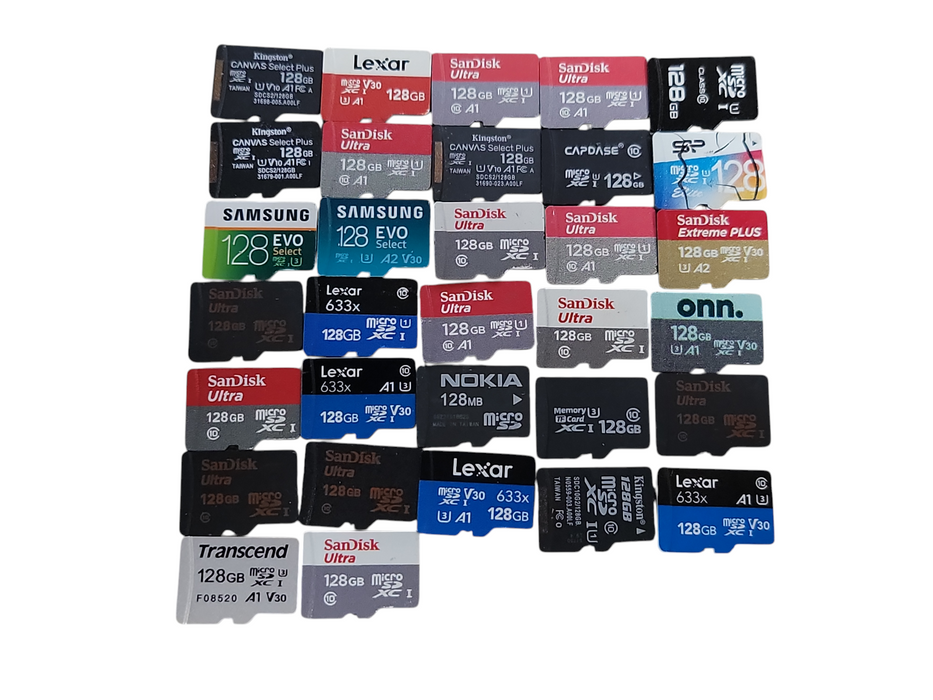 Lot of 32x MicroSD Card 128GB [Assorted Brands | U1 / U3]