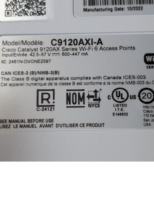 Cisco C9120AXI-A Wireless 6 Access Point AP