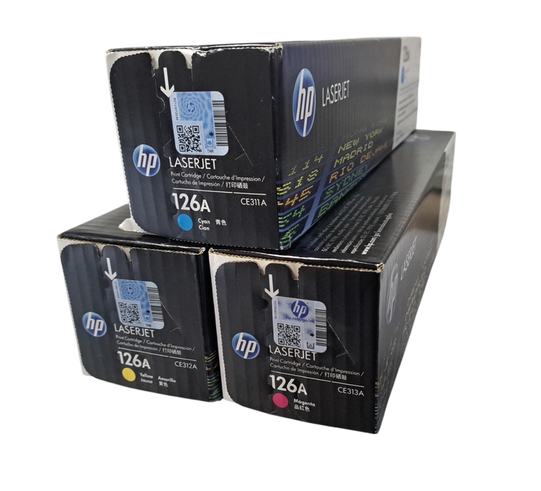 HP 126A LaserJet Toner Kit - CE311A | CE312A | CE313A | Cyan | Yellow | Magenta