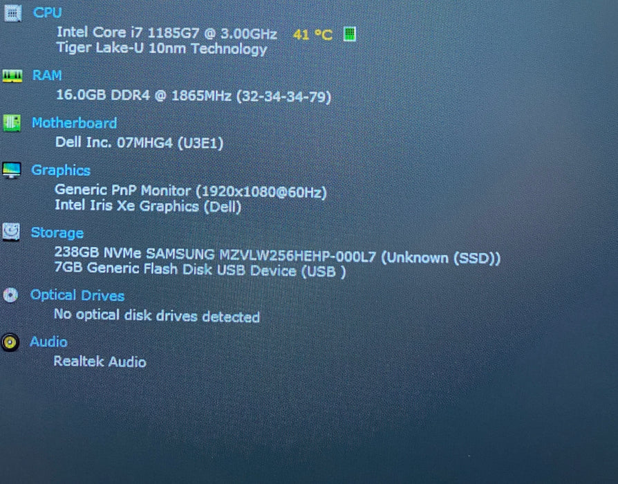 Dell Latitude 7420 Core i7-1185G7 3.00GHz 16GB RAM 256GB SSD