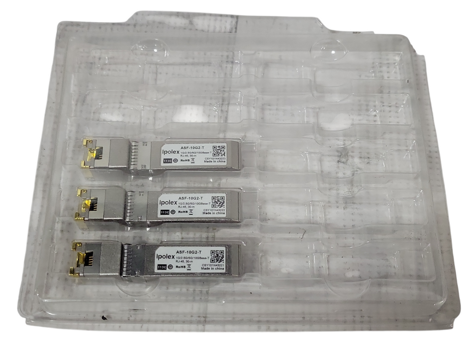 Lot of 3x IPOLEX ASF-10G2-T 10Gtek ASF-10G2-T 1G/2.5G/5G/10GBase-T RJ-45 30-m Tr