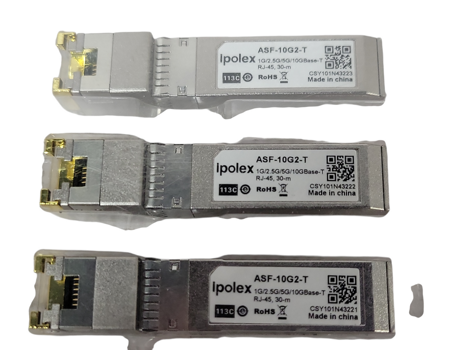Lot of 3x IPOLEX ASF-10G2-T 10Gtek ASF-10G2-T 1G/2.5G/5G/10GBase-T RJ-45 30-m Tr