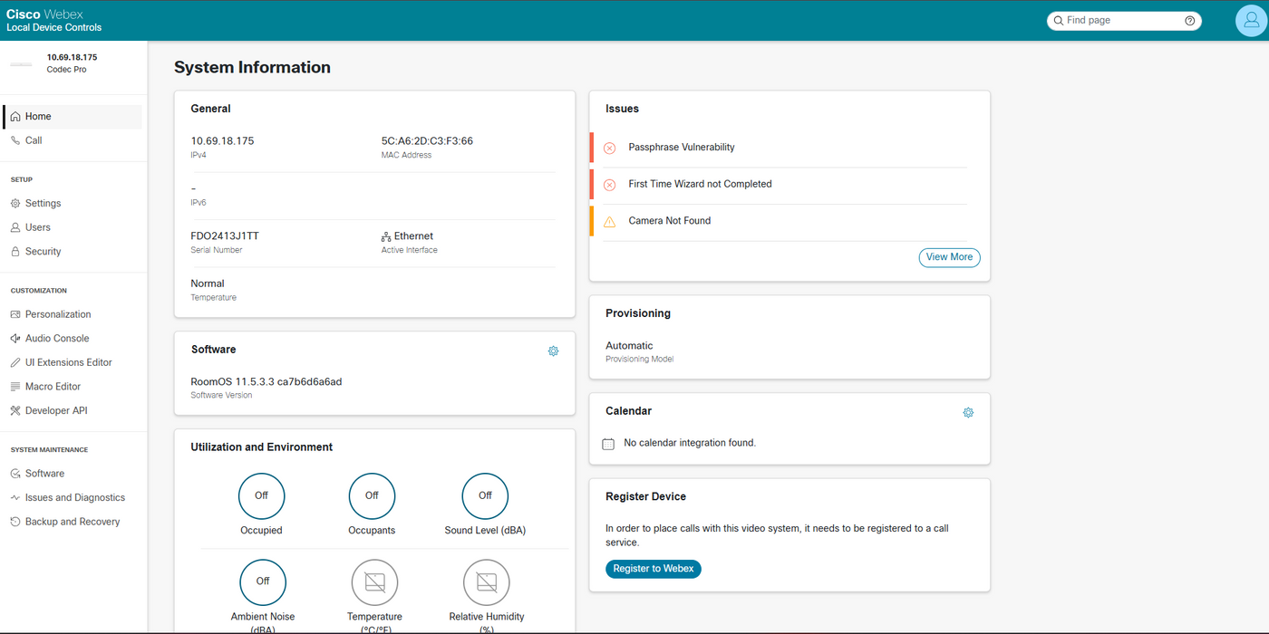 Cisco CS-CODEC-PRO+ V01 TTC6-13 Webex Codec Pro Video Conferencing