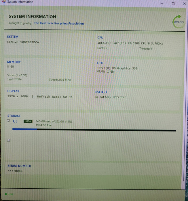Lenovo ThinkCentre M700 | i3-6100 @3.70 8GB DDR4 256GB SSD