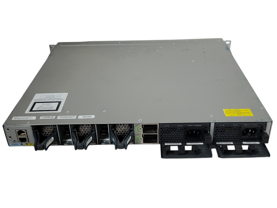 Cisco WS-C3850-48T-S 48Port Gigabit IP Base Switch w/2x PSUs (1x 350W & 1x 715W)