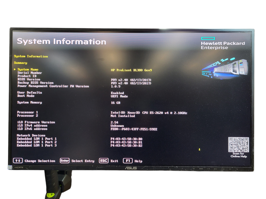 HP ProLiant DL360 Gen 9 - Xeon E5-2620 v4, 16GB DDR4, P440ar - No HDD