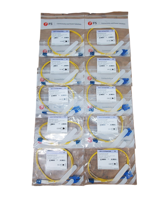 Lot 10x NEW - FS OS2 9/126 Single Mode Fiber Patch Cable