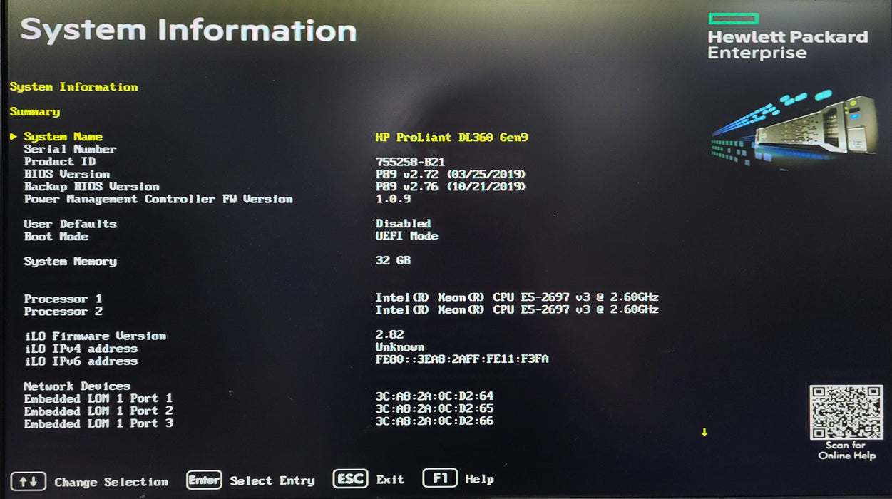 HP Proliant DL360 G9 8x2.5", 2x Xeon E5-2697v3, 32GB DDR4, P440ar, No HDD