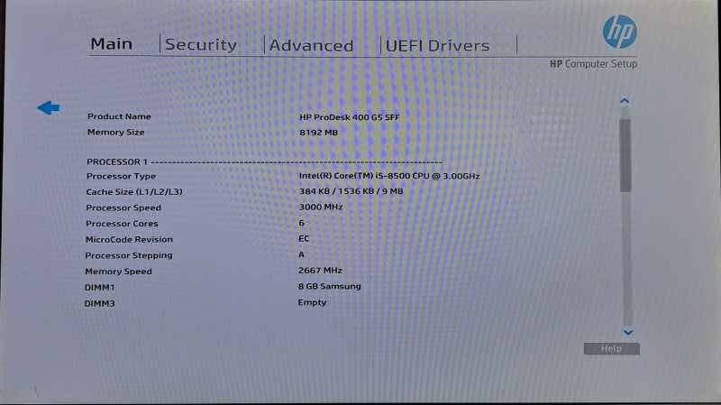 HP ProDesk 400 G5 SFF | i5-8500 @ 3.00GHz, 8GB DDR4, No HDD/OS