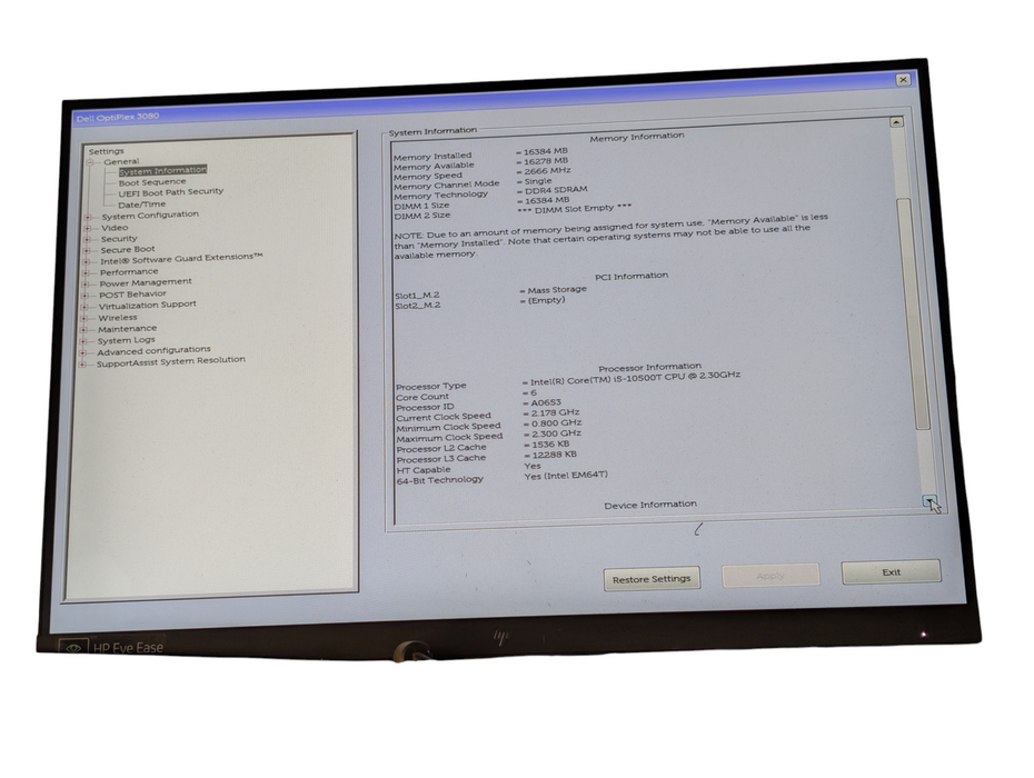 DELL OptiPlex 3080 Micro Intel Core i5-10500T 16GB RAM 256GB NVMe SSD