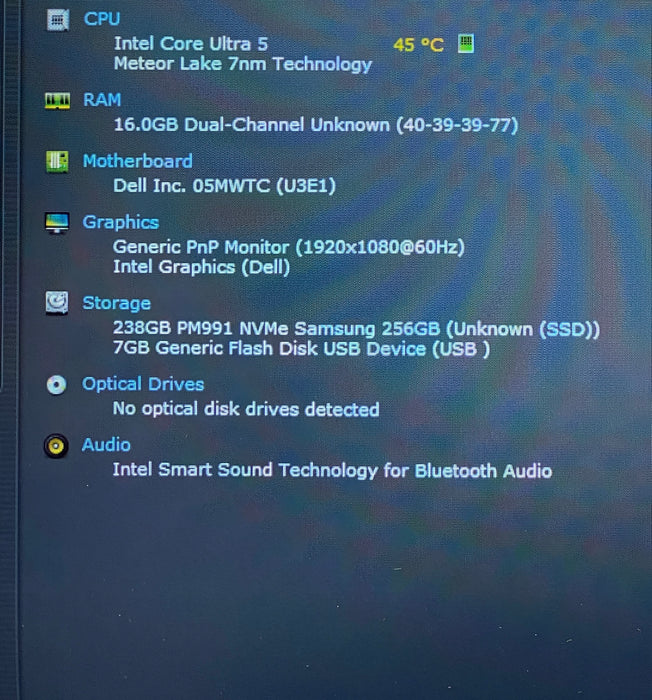 Dell Latitude 5550 Intel Core Ultra 5 125U 1.30GHz 16GB RAM 256GB SSD