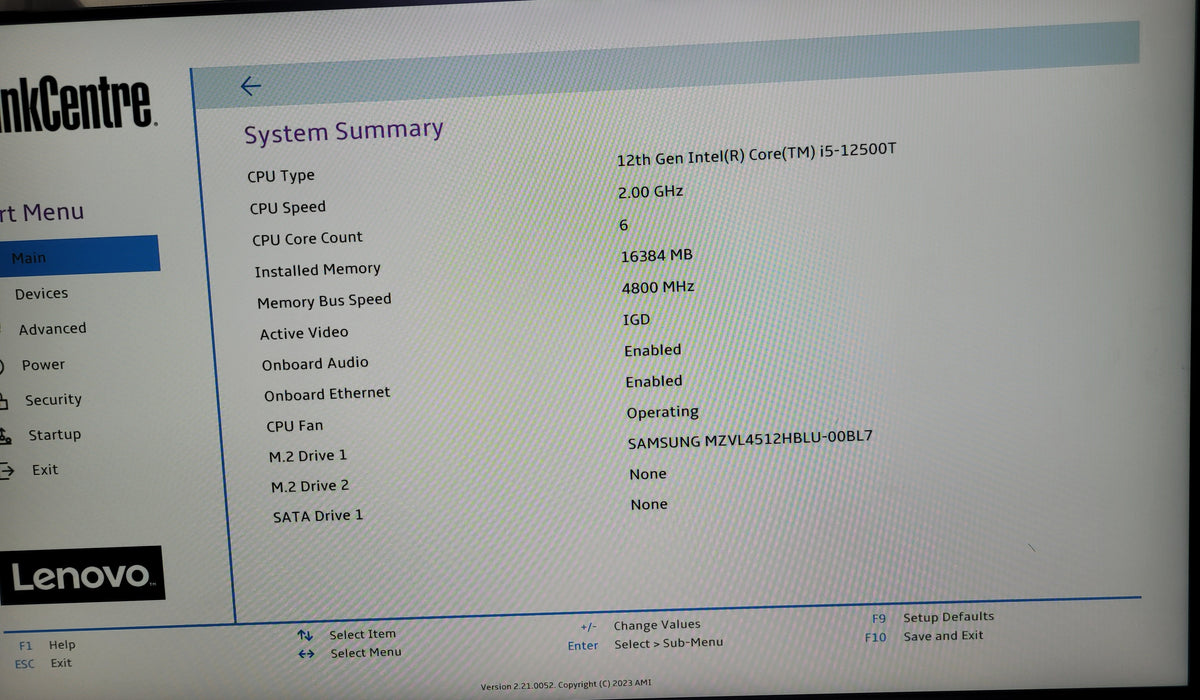 Lenovo ThinkCentre M80q Gen3 | i5-12500T @2.00GHz 16GB DDR5 256GB NVMe