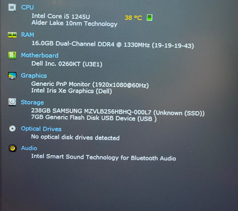 Dell Latitude 5430 Intel Core i5-1245U 1.60GHz 16GB RAM 256GB SSD READ