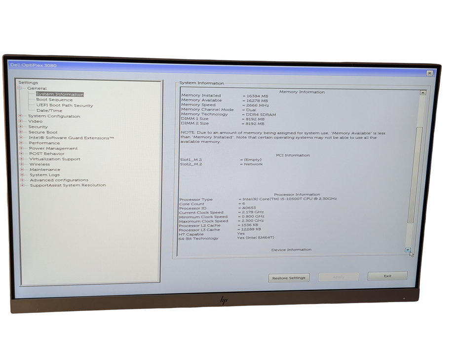 DELL OptiPlex 3080 Intel Core i5-10500T 16GB RAM 1TB HDD