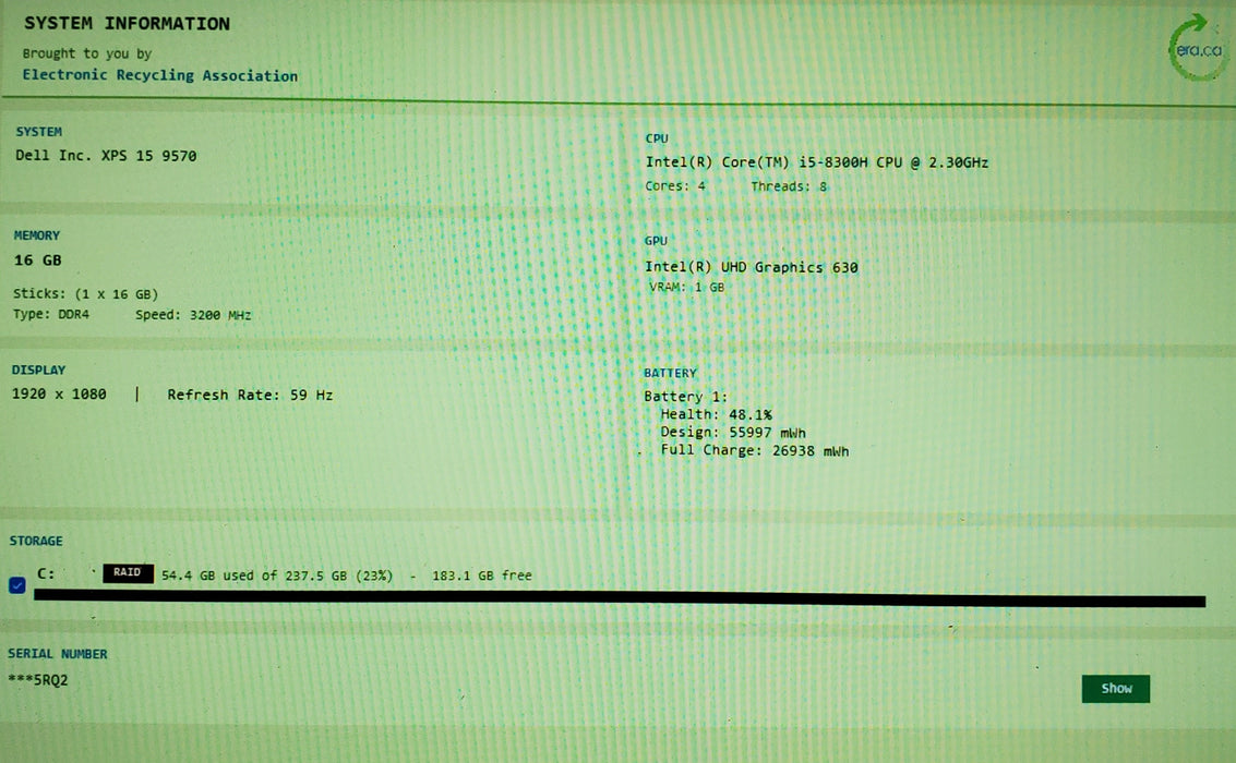 Dell XPS 15 9570 15" i5-8300H 16GB RAM 256GB SSD READ