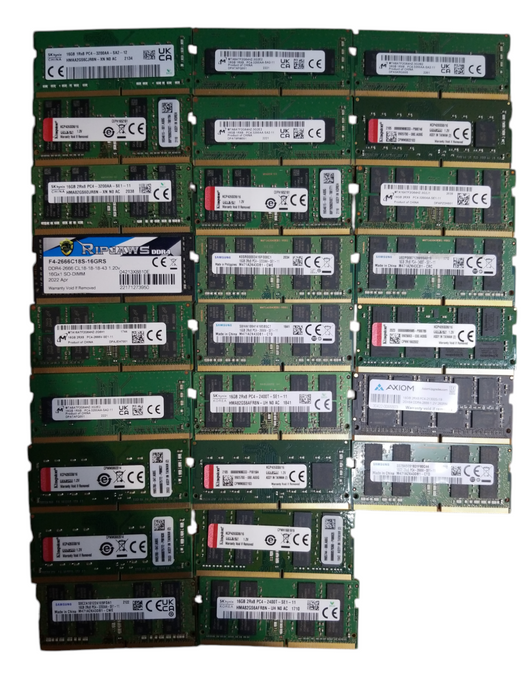 Lot of 50x, Assorted 16GB DDR4 SODIMM Laptop RAM