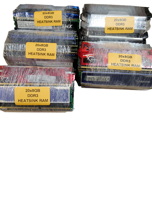 Lot of 100x, Assorted 8GB DDR3/DDR3L HEATSINK RAM ASSORTED BRANDS