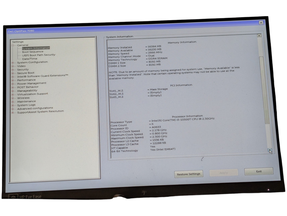 DELL OptiPlex 7080 micro Intel Core i5-10500T 16GB RAM 256GB NVMe SSD