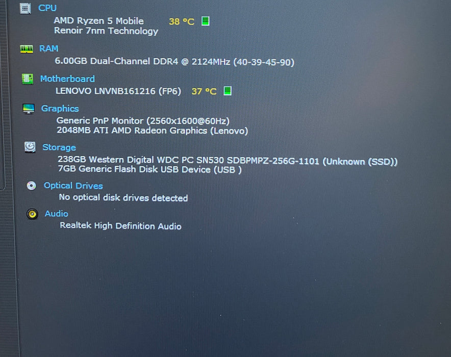 Lenovo ThinkBook 13s G3 ARE AMD Ryzen 5 4600U 2.10GHz 8GB RAM 256GB SSD