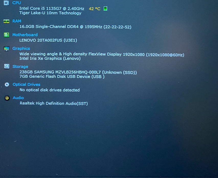Lenovo ThinkPad E14 Gen 2 Intel Core i5-1135G7 2.40GHz 16GB RAM 256GB SSD