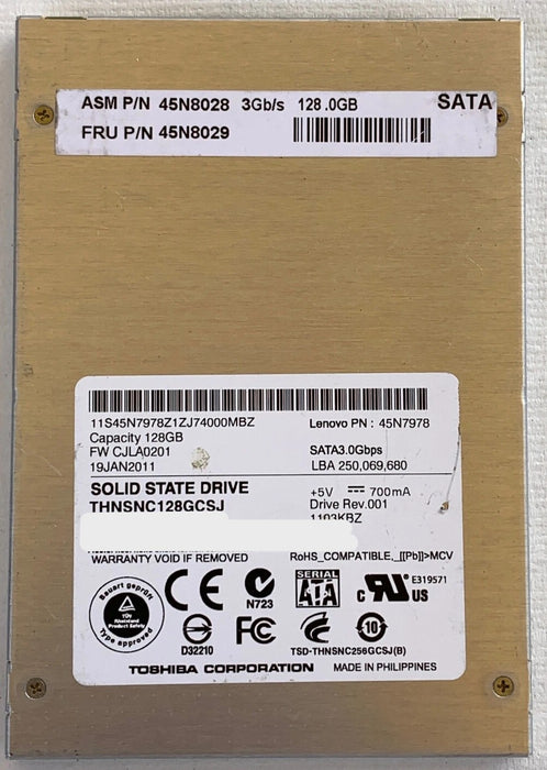 Lot 35x 128GB SATA 2.5" 7mm Toshiba SSD - THNSJ128GCSU