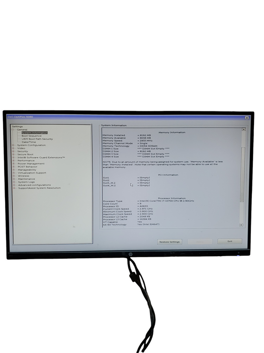 Dell OptiPlex 5080 SFF Desktop i7-10700 2.9Ghz 8GB NO-HDD/SSD