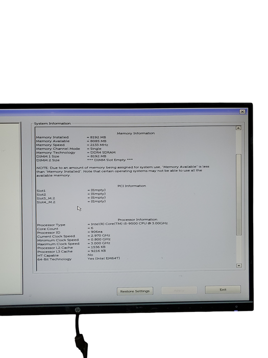 Dell OptiPlex 3070 SFF Desktop Core i5-9500 9th Gen 3.0GHz 8GB RAM NO-HDD/SSD