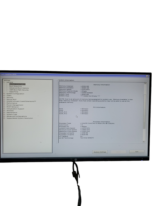 Dell OptiPlex 3070 SFF Desktop Core i5-9500 9th Gen 3.0GHz 8GB RAM NO-HDD/SSD