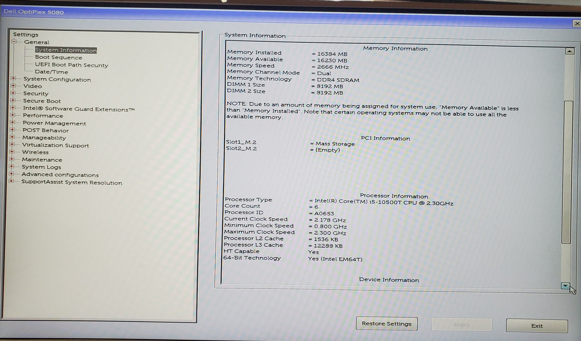 Dell OptiPlex 5080 Micro USFF - Core i5-10500T, 16GB DDR4, 256GB NVMe