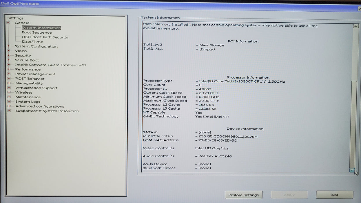 Dell OptiPlex 5080 Micro USFF - Core i5-10500T, 16GB DDR4, 256GB NVMe