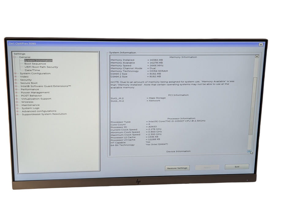 DELL OptiPlex 3080 micro Intel Core i5-10500T 16GB RAM 256GB NVMe SSD
