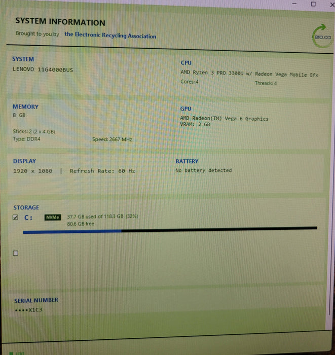 Lenovo ThinkCentre M75n | Ryzen 3 PRO 3300U @2.10GHz 8GB DDR4 256GB NVMe