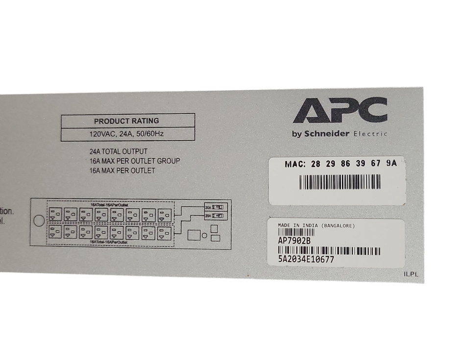 Open-Box APC AP7902B Switched Rack PDU 1U 120VAC 24A 50/60Hz 16-Outlet